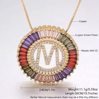 Commute Letter Copper Plating Inlay Zircon Gold Plated Pendant Necklace main image 3