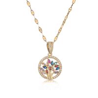 Simple Style Commute Tree Copper Plating Inlay Zircon 18k Gold Plated Pendant Necklace main image 2