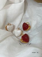 1 Pair Fairy Style Cute Heart Shape Enamel Plating Alloy Gold Plated Ear Studs main image 6