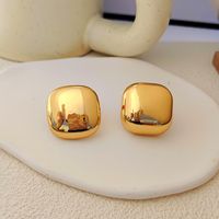 1 Pair Simple Style Square Plating Alloy Ear Studs main image 4