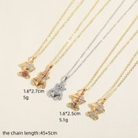 Simple Style Commute Little Bear Copper Plating Inlay Zircon 14k Gold Plated Pendant Necklace main image 8