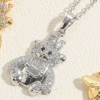 Simple Style Commute Little Bear Copper Plating Inlay Zircon 14k Gold Plated Pendant Necklace sku image 2