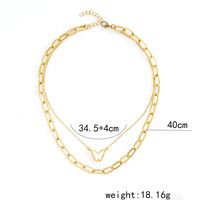 Fashion Creative Gold Plated White Butterfly Pendant Double-layer Chain Necklace main image 7