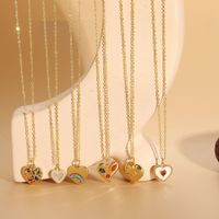 Einfacher Stil Herzform Kupfer Überzug Inlay Zirkon 14 Karat Vergoldet Halskette Mit Anhänger main image 1