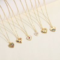 Simple Style Heart Shape Copper Plating Inlay Zircon 14k Gold Plated Pendant Necklace main image 7