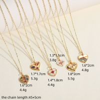 Simple Style Heart Shape Copper Plating Inlay Zircon 14k Gold Plated Pendant Necklace main image 6