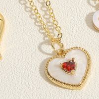 Simple Style Heart Shape Copper Plating Inlay Zircon 14k Gold Plated Pendant Necklace sku image 2