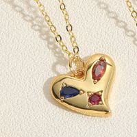 Simple Style Heart Shape Copper Plating Inlay Zircon 14k Gold Plated Pendant Necklace sku image 3
