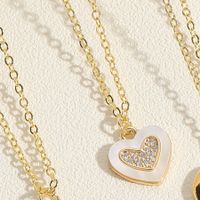 Simple Style Heart Shape Copper Plating Inlay Zircon 14k Gold Plated Pendant Necklace sku image 1