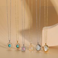 Cute Simple Style Square Copper Plating Chain Shell Zircon 14k Gold Plated White Gold Plated Pendant Necklace main image 1
