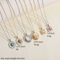 Cute Simple Style Square Copper Plating Chain Shell Zircon 14k Gold Plated White Gold Plated Pendant Necklace main image 6