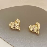1 Pair Vintage Style Heart Shape Plating Alloy Gold Plated Ear Studs main image 6