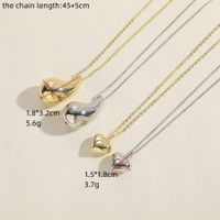 Simple Style Water Droplets Heart Shape Copper Polishing Plating 14k Gold Plated White Gold Plated Pendant Necklace main image 6
