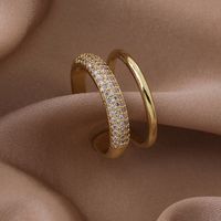 Einfacher Stil Einfarbig Kupfer Weißgold Plattiert Vergoldet Zirkon Offener Ring In Masse main image 7