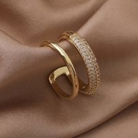 Simple Style Solid Color Copper White Gold Plated Gold Plated Zircon Open Rings In Bulk sku image 1