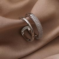 Simple Style Solid Color Copper White Gold Plated Gold Plated Zircon Open Rings In Bulk sku image 2