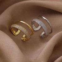 Simple Style Solid Color Copper White Gold Plated Gold Plated Zircon Open Rings In Bulk main image 4