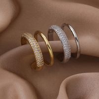 Einfacher Stil Einfarbig Kupfer Weißgold Plattiert Vergoldet Zirkon Offener Ring In Masse main image 5
