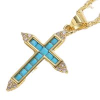 Vintage Style Simple Style Cross Copper Plating Inlay Zircon 14k Gold Plated Pendant Necklace main image 10
