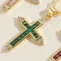 Vintage Style Simple Style Cross Copper Plating Inlay Zircon 14k Gold Plated Pendant Necklace sku image 6