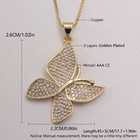 Ig Style Simple Style Animal Butterfly Copper White Gold Plated Gold Plated Zircon Pendant Necklace In Bulk main image 3