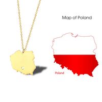 304 Stainless Steel 18K Gold Plated Simple Style Plating Map Pendant Necklace main image 1