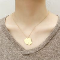 304 Stainless Steel 18K Gold Plated Simple Style Plating Map Pendant Necklace main image 5