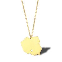304 Stainless Steel 18K Gold Plated Simple Style Plating Map Pendant Necklace main image 4