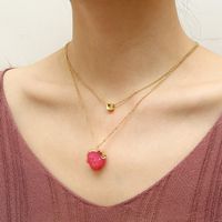 304 Stainless Steel 18K Gold Plated Simple Style Inlay Heart Shape Crystal Pendant Necklace main image 1