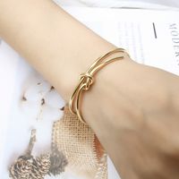 Hip-Hop Retro Knot 304 Stainless Steel 18K Gold Plated Bangle In Bulk main image 1