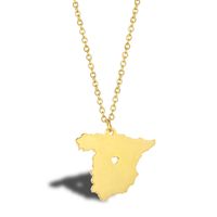 304 Stainless Steel 18K Gold Plated Elegant Simple Style Streetwear Plating Map Pendant Necklace main image 4