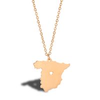 304 Stainless Steel 18K Gold Plated Elegant Simple Style Streetwear Plating Map Pendant Necklace main image 3