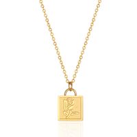 304 Stainless Steel 18K Gold Plated Simple Style Classic Style Plating Solid Color Pendant Necklace main image 4