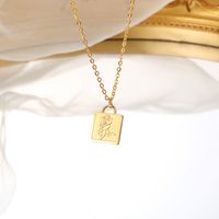 304 Stainless Steel 18K Gold Plated Simple Style Classic Style Plating Solid Color Pendant Necklace main image 7