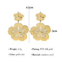 1 Pair Vintage Style Flower Plating Hollow Out Stainless Steel Titanium Steel 18k Gold Plated Drop Earrings main image 6