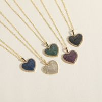 Simple Style Heart Shape Butterfly Copper Plating Inlay Zircon 14k Gold Plated Pendant Necklace main image 7