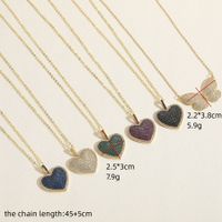 Simple Style Heart Shape Butterfly Copper Plating Inlay Zircon 14k Gold Plated Pendant Necklace main image 10