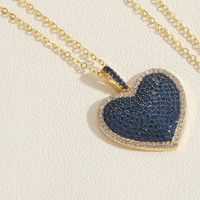 Simple Style Heart Shape Butterfly Copper Plating Inlay Zircon 14k Gold Plated Pendant Necklace main image 2