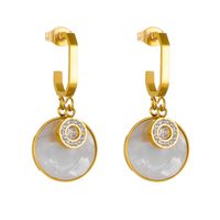 1 Pair Simple Style Round Plating Inlay 304 Stainless Steel Rhinestones 18K Gold Plated Drop Earrings main image 5