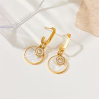 1 Pair Simple Style Round Plating Inlay 304 Stainless Steel Rhinestones 18K Gold Plated Drop Earrings main image 3