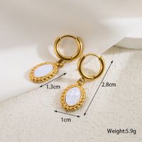 1 Pair Retro Oval Plating Stainless Steel 18k Gold Plated Drop Earrings main image 4