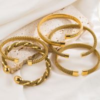 Retro Streetwear Solid Color Stainless Steel Plating 18k Gold Plated main image 1