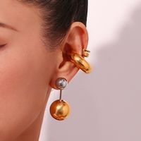 1 Pair Simple Style Classic Style Color Block Plating Stainless Steel 18k Gold Plated Ear Studs main image 2