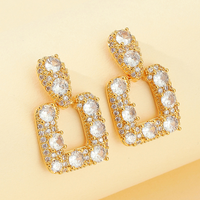 1 Pair Lady Modern Style Simple Style Geometric Inlay Copper Zircon Earrings sku image 1