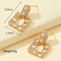 1 Pair Lady Modern Style Simple Style Geometric Inlay Copper Zircon Earrings main image 4