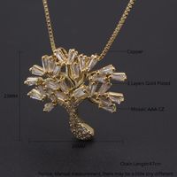 Ig Style Basic Streetwear Tree Copper Gold Plated Zircon Pendant Necklace In Bulk main image 3