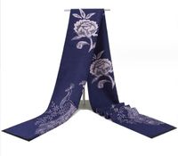 Women's Chinoiserie Ethnic Style Peacock Flower Imitation Cashmere Cotton Tassel Scarf sku image 15