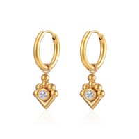 1 Pair Simple Style Classic Style Solid Color Inlay Stainless Steel Rhinestones 18K Gold Plated Drop Earrings main image 5