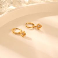 1 Pair Simple Style Classic Style Solid Color Inlay Stainless Steel Rhinestones 18K Gold Plated Drop Earrings main image 4