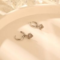 1 Pair Simple Style Classic Style Solid Color Inlay Stainless Steel Rhinestones 18K Gold Plated Drop Earrings main image 3